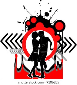 retro lovers with arrows