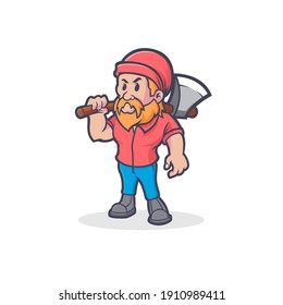 Retro Lumberjack Mascot Vector Logo