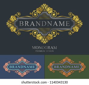 Retro Luxurious design elements ornamental frame. Vintage ornament greeting card vector template. Retro wedding invitation, advertising or other design and place for text