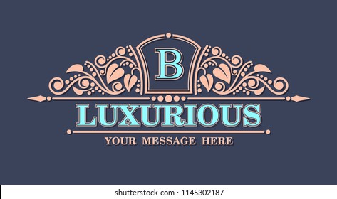 Retro Luxurious design elements ornamental frame. Vintage ornament greeting card vector template. Retro wedding invitation, advertising or other design and place for text