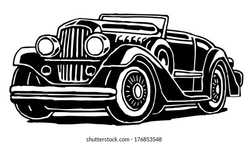 Retro luxury car on white background 
