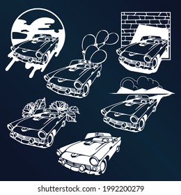 Retro machine, set of designs for printing and cutting.