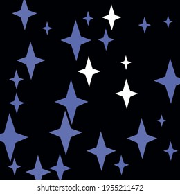 Retro Magic Stars New Year Santa Design Pic. Sky White Mystery Holiday Night Wallpaper. Indigo Winter Print Black Blue Ornament. Christmas Color Chaotic Snow Four-pointed Dark Composition.