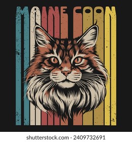 Retro Maine Coon Cat Tshirt design