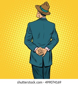 Retro male back, pop art vector illustration