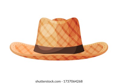 Retro Male Hat, Vintage Headdress, Headwear for Gentleman Flat Vector Illustration