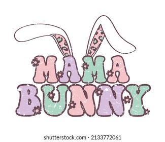 Retro Mama Bunny Leopard Print Design 