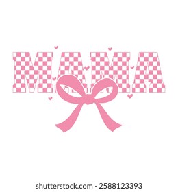 Retro Mama Checkered T-shirt Design For Mom Lover