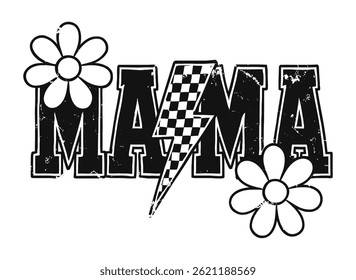 Retro Mama Lightning Flower Design