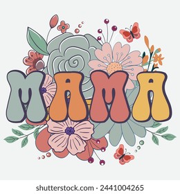 retro mama sublimation t-shirt design