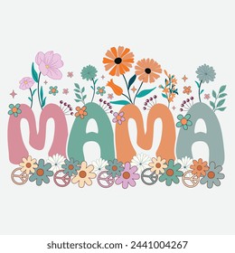 Retro Mama Sublimation T-Shirt Design