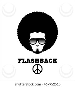 Retro man in 1970s hairstyle. Frizzy, 70's. svg