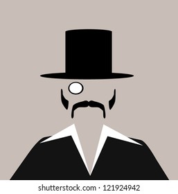 retro man with 70's style facial hair and top hat svg