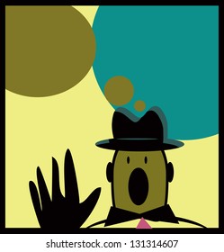 Retro man in hat cry Business man poster with text space simple background