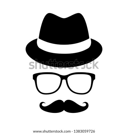 Retro man portrait with hat and glasses isolated on white background
