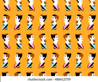 Retro man portrait seamless pattern. Vector illustration eps 10