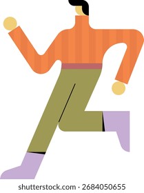 Hombre retro corriendo en diseño plano