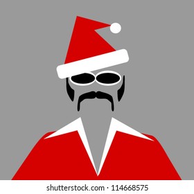 retro man with santa hat and sunglasses