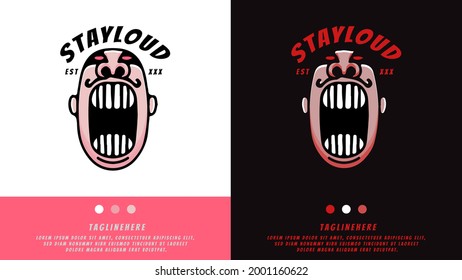 retro man screaming with stay loud typography. illustration for t shirt, poster, logo, sticker, or apparel merchandise.