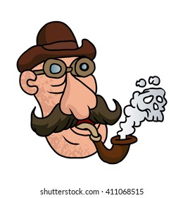 Retro man smoking pipe