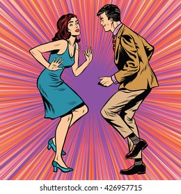 Retro Man And Woman Dancing Pop Art