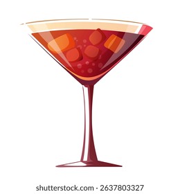 Retro Manhattan Cocktail on a transparent background