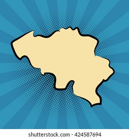 retro map of Belgium. stylized map. drawn Belgium. pop art concept. 