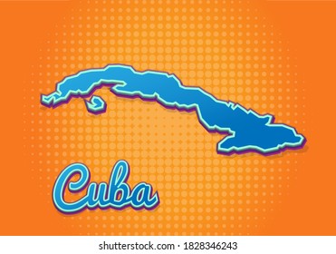 Retro Map Cuba Halftone Background Cartoon Stock Vector (Royalty Free ...