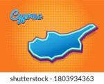 Retro map of cyprus with halftone background. Cartoon map icon in comic book and pop art style. Cartography business concept. Great for kids design,educational game,magnet or poster design.