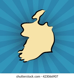 retro map of Ireland. stylized map. drawn Ireland. pop art concept. 