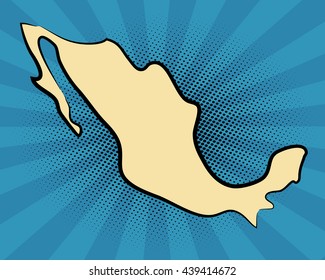 retro map of Mexico. stylized map. drawn Mexico