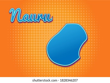 Mapa retro de Nauru con fondo de medio tono. Icono de mapa de dibujos animados en el estilo del libro de historietas y el arte pop. Concepto de negocio de la cartografía. Ideal para el diseño de niños, juegos educativos, imán o diseño de afiches.