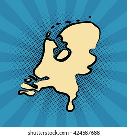 retro map of Netherlands. stylized map. drawn Netherlands. pop art concept. 
