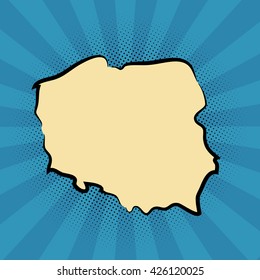 retro map of Poland. stylized map. drawn Poland. pop art concept. 