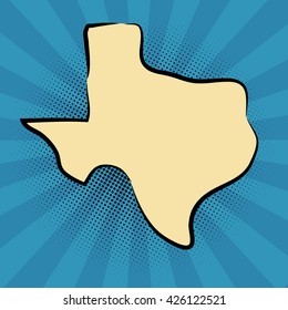 retro map of Texas. stylized map. drawn Texas. pop art concept. 