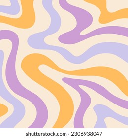 Retro Marble Groovy Background, Trendy 70s Wavy Colorful Backdrop. Vector Illustration Abstract Vintage Pattern Twist Distorted Texture. 