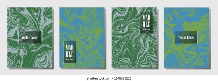 Retro marble pattern binder cover layout, journal design template vector set. Marble background patterns set for binder design, journal, certificate layout, book cover. Cool vector graphics.