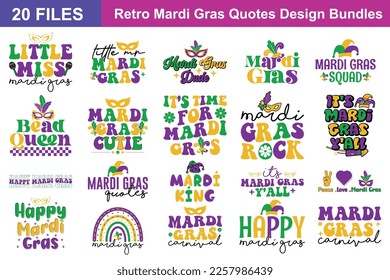 Retro Mardi grash Quotes svg Bundle. Quotes about Retro Mardi grash, Retro Mardi grash cut files Bundle of 20 svg eps Files for Cutting Machines Cameo Cricut, Retro Mardi grash Quotes