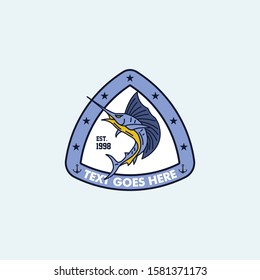 Retro marlin fish emblem logo template