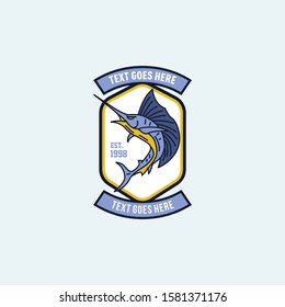 Retro marlin fish emblem logo template
