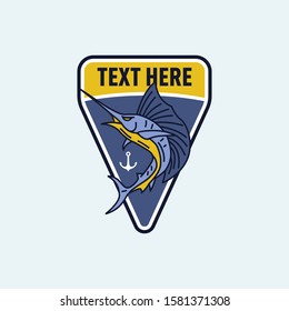 Retro marlin fish emblem logo template