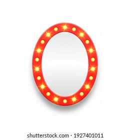 Retro marquee empty frames and arrow movie, casino and theater vanity icons for lamp mirror cinema artist makeup room.