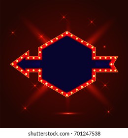 Retro marquee frames with light bulbs with space for your text.