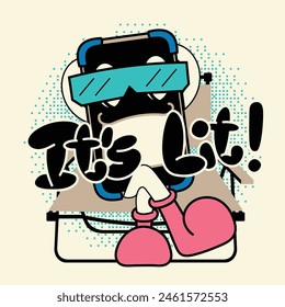 Vector de dibujos animados de personaje de mascota retro.