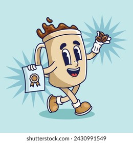 Retro Mascot Character Illustration of Certified Coffee Shop