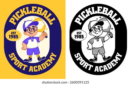 Retro Mascot Logo of Pickle Ball Athlete