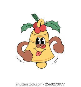 retro mascot rubberhose christmas bell vector illustration by tamaaa5