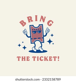 Retro mascot ticket suitable for poster, t shirt design.