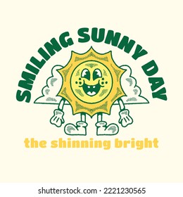 Retro Mascot Vintage Sunny Smiling Character Illustration