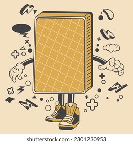 Retro Mattress Cartoon Character Vector Illustration